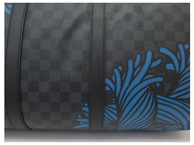 NUOVO SACCA DA VIAGGIO LOUIS VUITTON X NEMETH KEEPALL 55 DAMIER GRAPHITE CON TRACCOLLA Grigio - vista 10