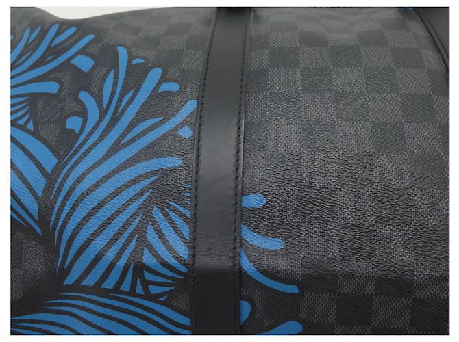 NUOVO SACCA DA VIAGGIO LOUIS VUITTON X NEMETH KEEPALL 55 DAMIER GRAPHITE CON TRACCOLLA Grigio - vista 11