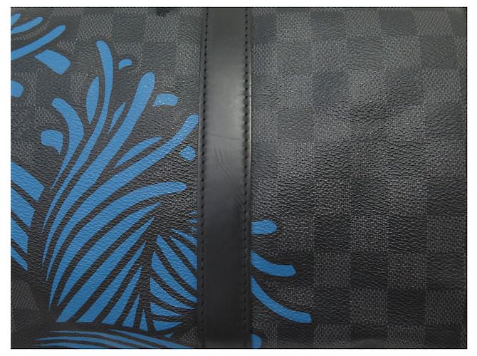 NUOVO SACCA DA VIAGGIO LOUIS VUITTON X NEMETH KEEPALL 55 DAMIER GRAPHITE CON TRACCOLLA Grigio - vista 12