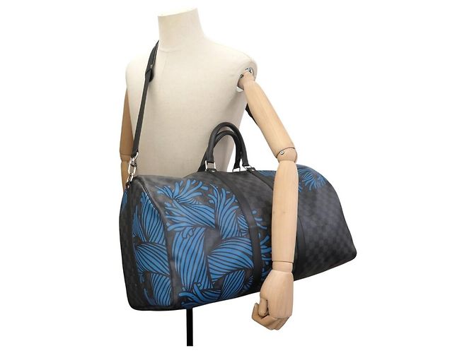 NUOVO SACCA DA VIAGGIO LOUIS VUITTON X NEMETH KEEPALL 55 DAMIER GRAPHITE CON TRACCOLLA Grigio - vista 5