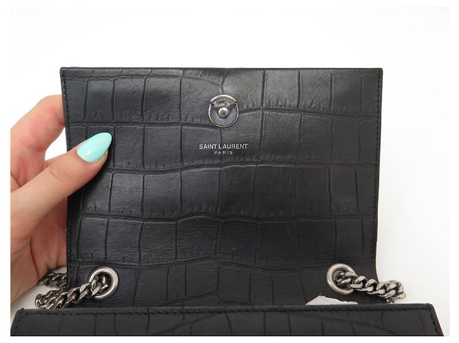 BORSA SAINT LAURENT KATE TASSEL 354120 PELLE NERA TRACCOLLA HAND BAG Nero - vista 11