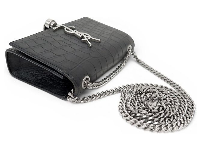 BORSA SAINT LAURENT KATE TASSEL 354120 PELLE NERA TRACCOLLA HAND BAG Nero - vista 6