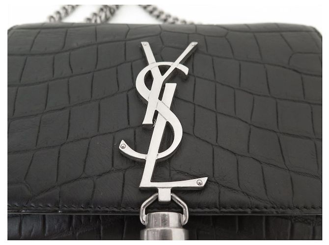 BORSA SAINT LAURENT KATE TASSEL 354120 PELLE NERA TRACCOLLA HAND BAG Nero - vista 8