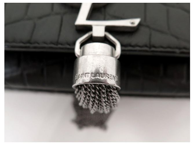 BORSA SAINT LAURENT KATE TASSEL 354120 PELLE NERA TRACCOLLA HAND BAG Nero - vista 9