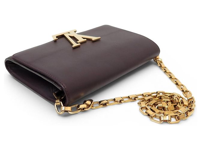 BORSA LOUIS VUITTON LOUISE CHAIN GM PELLE VIOLETTA CON TRACULLA DORATA Porpora - vista 4