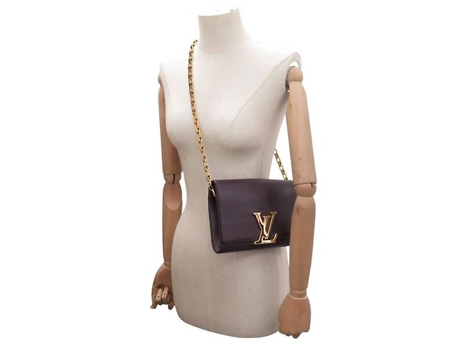 BORSA LOUIS VUITTON LOUISE CHAIN GM PELLE VIOLETTA CON TRACULLA DORATA Porpora - vista 5