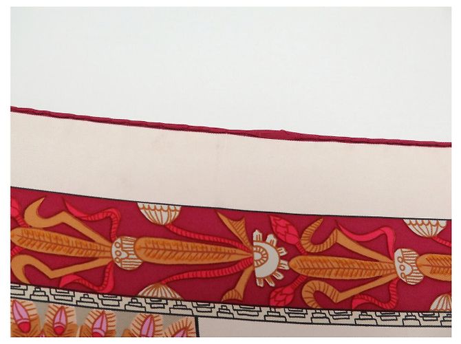 Hermès FULAR VINTAGE HERMES TORANA ANNIE FAIVRE CARRÉ 90 IN SETA ROSA - vista 10