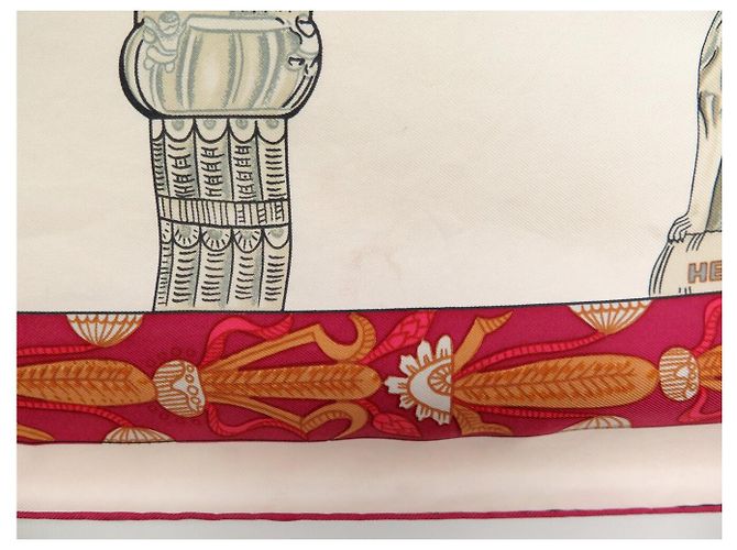 Hermès FULAR VINTAGE HERMES TORANA ANNIE FAIVRE CARRÉ 90 IN SETA ROSA - vista 13