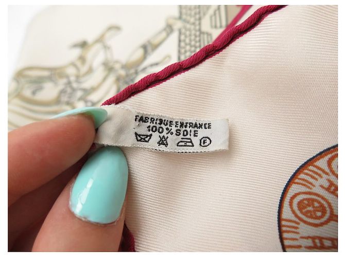 Hermès FULAR VINTAGE HERMES TORANA ANNIE FAIVRE CARRÉ 90 IN SETA ROSA - vista 16
