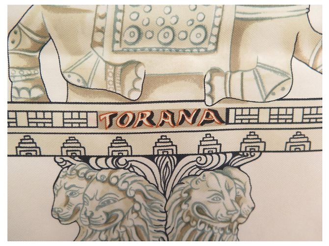 Hermès FULAR VINTAGE HERMES TORANA ANNIE FAIVRE CARRÉ 90 IN SETA ROSA - vista 6