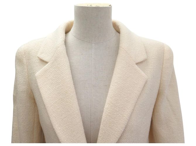 CHANEL TAILLIERTE JACKE Perlmuttknöpfe P20557V11746 S 36 Tweed Creme - Ansicht 2