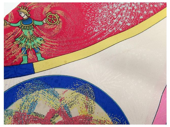 Hermès HERMES FEUX D'ARTIFICE CARRE 90 SILK SCARF RED DUCHESS - view 14