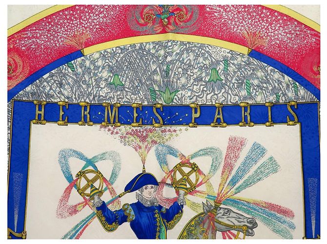 Hermès HERMES FEUX D'ARTIFICE CARRE 90 SILK SCARF RED DUCHESS - view 6