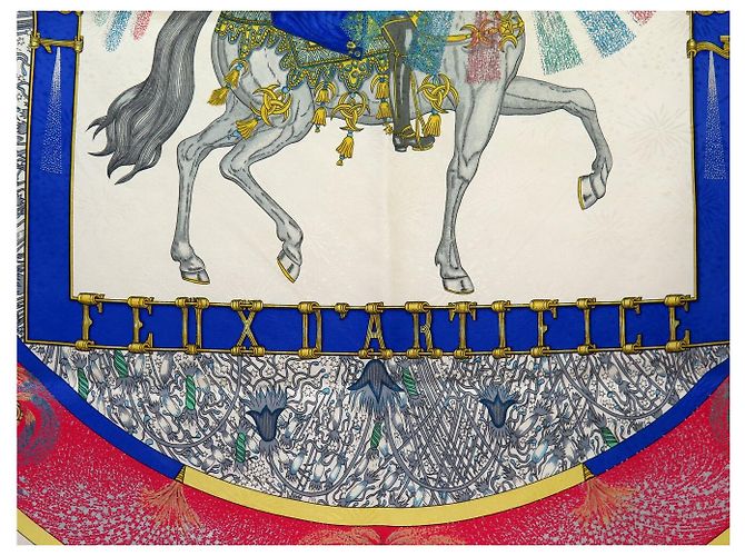 Hermès HERMES FEUX D'ARTIFICE CARRE 90 SILK SCARF RED DUCHESS - view 7