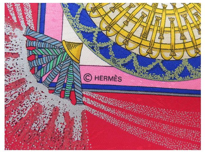Hermès HERMES FEUX D'ARTIFICE CARRE 90 SILK SCARF RED DUCHESS - view 8