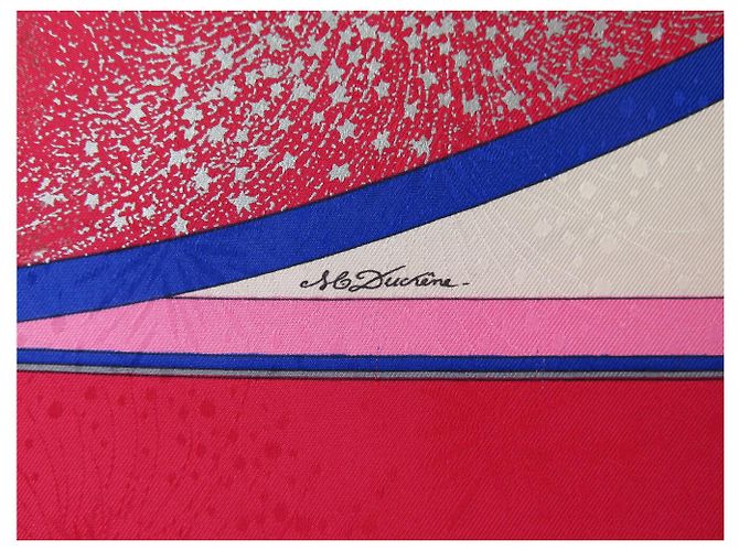 Hermès HERMES FEUX D'ARTIFICE CARRE 90 SILK SCARF RED DUCHESS - view 9