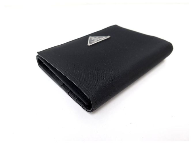 PRADA LOGO RE-NYLON CANVAS PICCOLO PORTAFOGLIO MONETE E CARTE Nero - vista 4