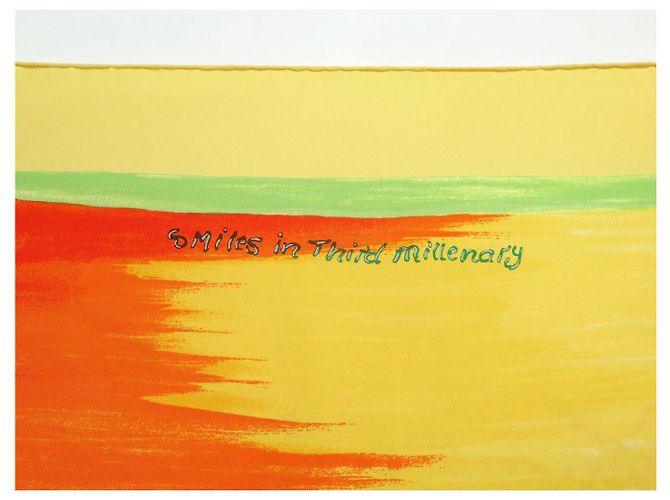 Hermès FULAR IN SETA HERMES SMILES IN THIRD MILLENARY S. KWUMI CARRE 90 Giallo - vista 7