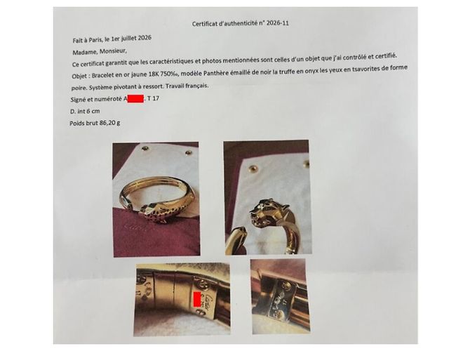 BRACCIALE CARTIER PANTHERE TSAVORITE GRANATO ONIX 17CM ORO GIALLO 18K 86G BANGLE D'oro - vista 17