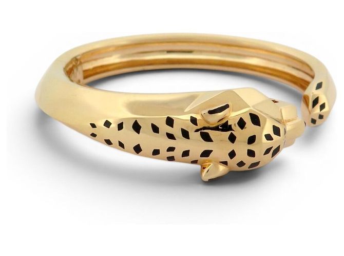 BRACCIALE CARTIER PANTHERE TSAVORITE GRANATO ONIX 17CM ORO GIALLO 18K 86G BANGLE D'oro - vista 2