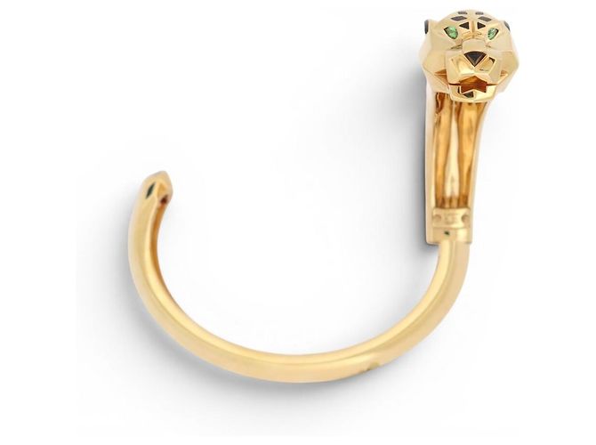 BRACCIALE CARTIER PANTHERE TSAVORITE GRANATO ONIX 17CM ORO GIALLO 18K 86G BANGLE D'oro - vista 9