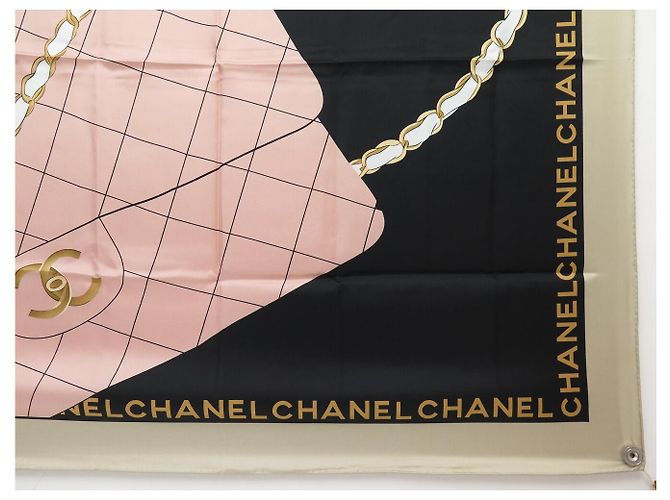 NUEVO Pañuelo CHANEL TIMELESS CHAIN LOGO CC CUADRADO 90 TWILL DE SEDA Rosa - vista 4