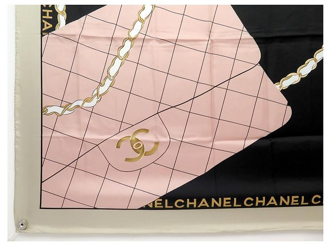 NUEVO Pañuelo CHANEL TIMELESS CHAIN LOGO CC CUADRADO 90 TWILL DE SEDA Rosa - vista 5