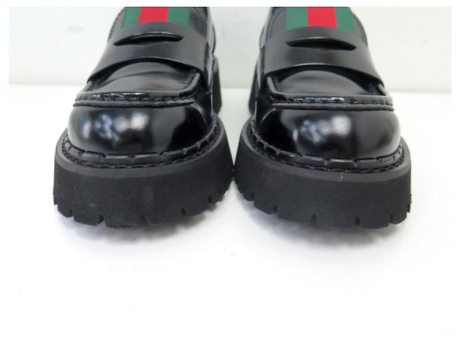 NUOVE CIABATTE GUCCI THEA BANDE WEB 806399 38 IT 39 FR PELLE NERA Nero - vista 4