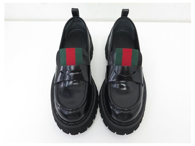 NUOVE CIABATTE GUCCI THEA BANDE WEB 806399 38 IT 39 FR PELLE NERA Nero - vista 5