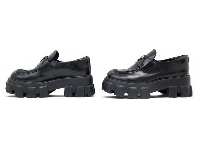 NUOVI MOCASSINI PRADA MONOLITH 1D649M 38 IT 39 FR PELLE NERA Nero - vista 2