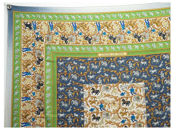 Hermès FULAR VINTAGE HERMES CHASSE EN INDE 1ª EDIZIONE 1986 CARRE 90 SETA Multicolore - vista 2