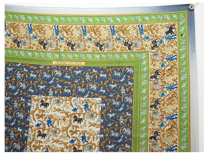 Hermès FULAR VINTAGE HERMES CHASSE EN INDE 1ª EDIZIONE 1986 CARRE 90 SETA Multicolore - vista 3