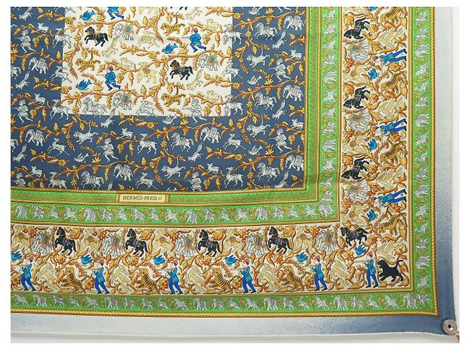 Hermès FULAR VINTAGE HERMES CHASSE EN INDE 1ª EDIZIONE 1986 CARRE 90 SETA Multicolore - vista 4