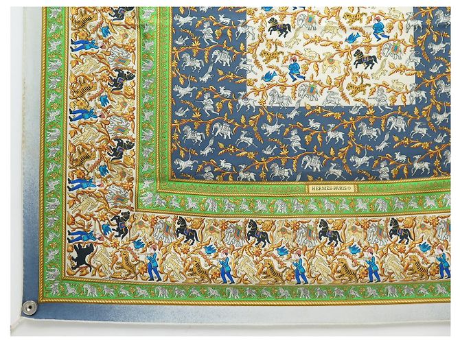 Hermès FULAR VINTAGE HERMES CHASSE EN INDE 1ª EDIZIONE 1986 CARRE 90 SETA Multicolore - vista 5