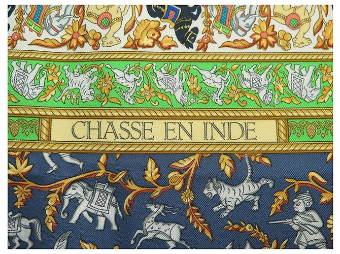 Hermès FULAR VINTAGE HERMES CHASSE EN INDE 1ª EDIZIONE 1986 CARRE 90 SETA Multicolore - vista 6