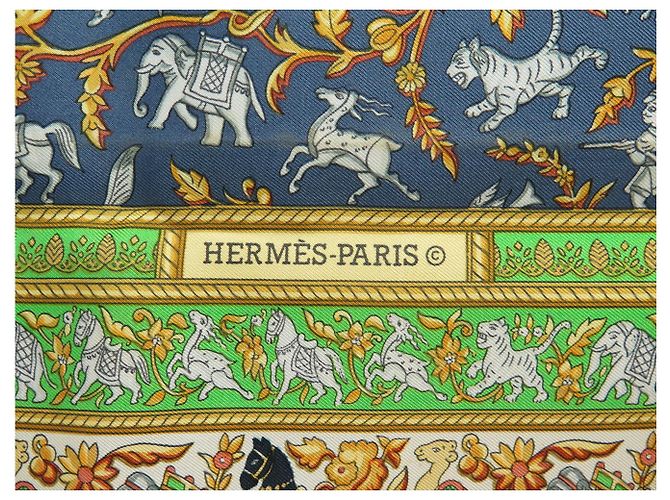 Hermès FULAR VINTAGE HERMES CHASSE EN INDE 1ª EDIZIONE 1986 CARRE 90 SETA Multicolore - vista 7
