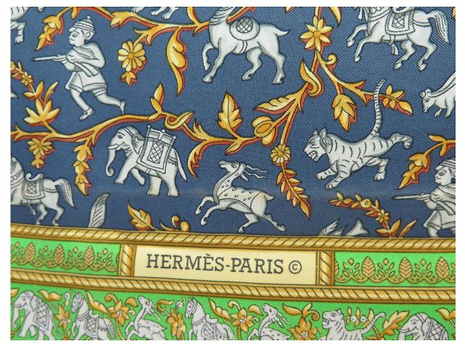 Hermès FULAR VINTAGE HERMES CHASSE EN INDE 1ª EDIZIONE 1986 CARRE 90 SETA Multicolore - vista 9