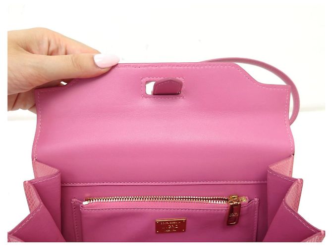 DOLCE & GABBANA INGRID Handtasche aus Eidechsenoptik Leder Pink - Ansicht 10