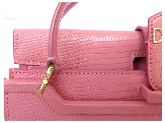 DOLCE & GABBANA INGRID Handtasche aus Eidechsenoptik Leder Pink - Ansicht 15