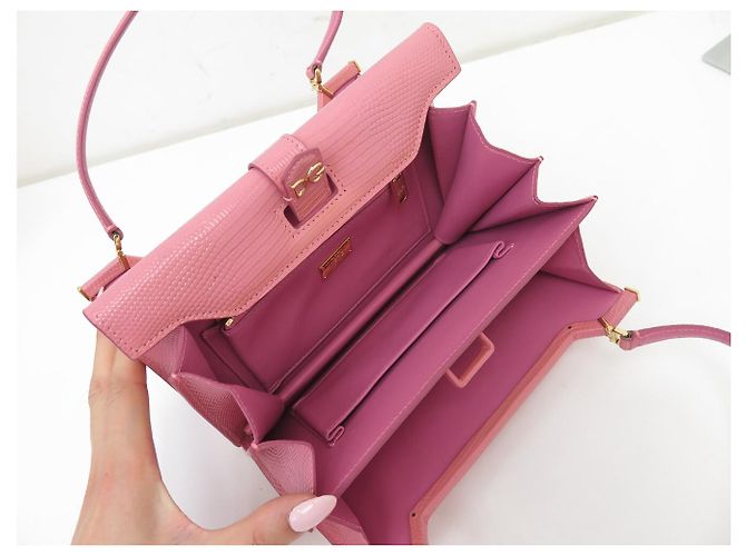 DOLCE & GABBANA INGRID Handtasche aus Eidechsenoptik Leder Pink - Ansicht 7