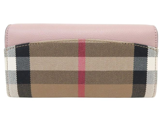 NEUER BURBERRY CONTINENTAL LEDERGELDBÖRSE ROSA & NOVA CHECK TARTAN CANVAS - Ansicht 2