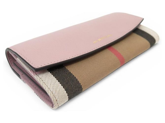 NEUER BURBERRY CONTINENTAL LEDERGELDBÖRSE ROSA & NOVA CHECK TARTAN CANVAS - Ansicht 3