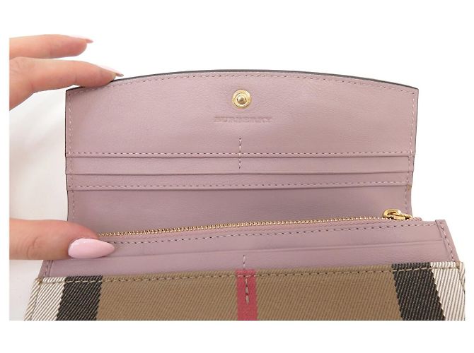 NEUER BURBERRY CONTINENTAL LEDERGELDBÖRSE ROSA & NOVA CHECK TARTAN CANVAS - Ansicht 6