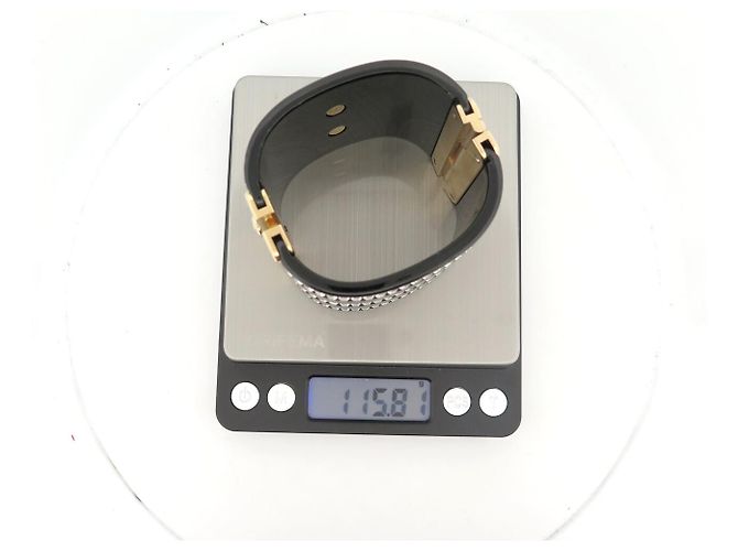 NUOVO BRACCIALE CHANEL MANCHETTA LOGO CC STRASS 15.5CM RESINA NERA BANGLE Nero - vista 7