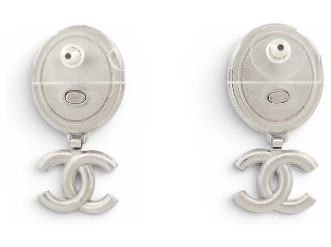 NUOVI ORECCHINI CHANEL LOGO CC STELLA STRASS EMAIL NERO Argento - vista 3
