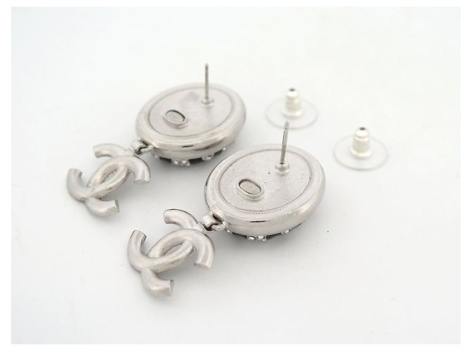 NUOVI ORECCHINI CHANEL LOGO CC STELLA STRASS EMAIL NERO Argento - vista 4