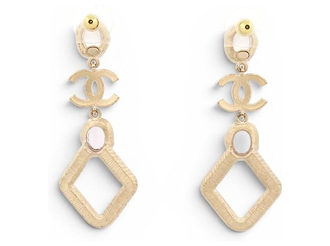 ORECCHINI PENDENTI CHANEL LOGO CC CON PERLE E STRASS DORATI D'oro - vista 3