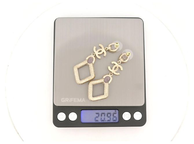 ORECCHINI PENDENTI CHANEL LOGO CC CON PERLE E STRASS DORATI D'oro - vista 6