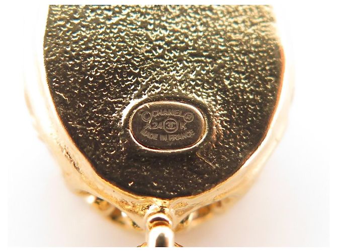 NUOVI ORECCHINI PENDENTI CHANEL LOGO CC PIETRA ROSSA ORO D'oro - vista 7