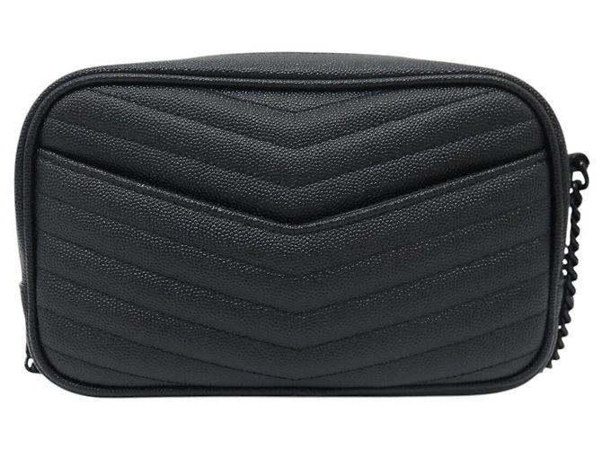 Yves Saint Laurent NUOVA BORSA SAINT LAURENT MINI LOU CAMERA 612579 PELLE CHEVRON Nero - vista 2